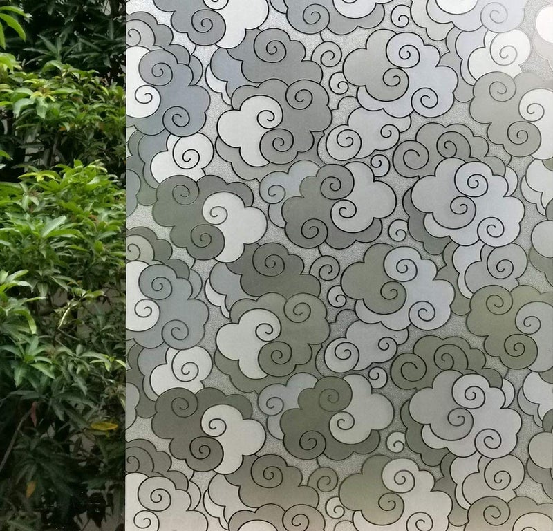 VSUDO 1 Roll 35.4" by 78.7" Privacy Window Film, Cloud Pattern Window Tint, Static Cling Window Glass Sticker for Home (19.37 Sq. Ft Total) - Image 1